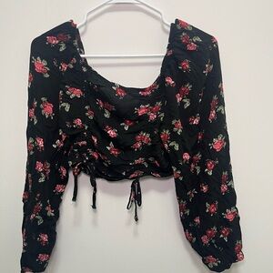 Black Floral crop top